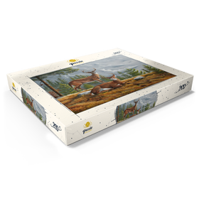 Alternative Darstellung des Puzzle-Motivs Warnung Weißwedelhirsche in herbstlichen Kiefernwäldern – Puzzleteile: 200