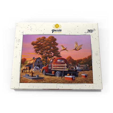 Darstellung des Puzzle Motivs Herbstlicher Bauernhof mit Fasanen und Oldtimer-Lkw Autumn Farmyard with Pheasants and Vintage Truck 200 Puzzle Schachtel Ansicht3