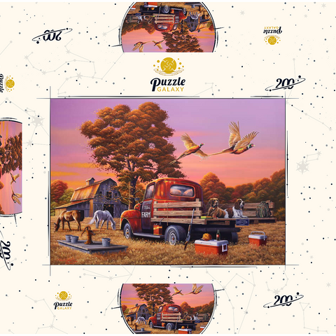 Darstellung des Puzzle Motivs Herbstlicher Bauernhof mit Fasanen und Oldtimer-Lkw Autumn Farmyard with Pheasants and Vintage Truck 200 Puzzle Schachtel 3D Modell