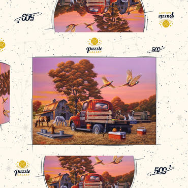 Darstellung des Puzzle Motivs Autumn Farmyard with Pheasants and Vintage Truck 500 Puzzle Schachtel 3D Modell