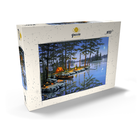 Darstellung des Puzzle Motivs Lagerfeuer am See unter dem Mondlicht Lakeside Campfire Under Moonlit Sky 1000 Puzzle Schachtel Ansicht2