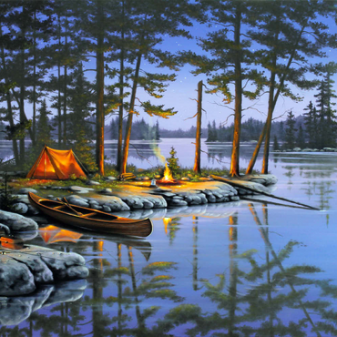 Darstellung des Puzzle Motivs Lakeside Campfire Under Moonlit Sky 200 Puzzle 3D Modell