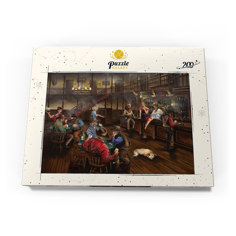 Darstellung des Puzzle Motivs Lebhafte Old-West-Saloon-Versammlung Lively Old West Saloon Gathering 200 Puzzle Schachtel Ansicht3