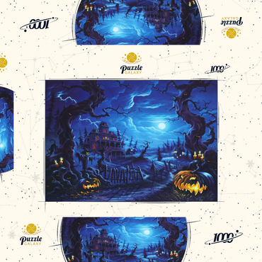 Darstellung des Puzzle Motivs Haunted Mansion under Full Moonlight 1000 Puzzle Schachtel 3D Modell