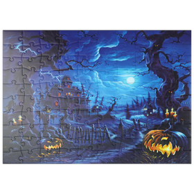 Darstellung des Puzzle Motivs Spukhaus im Vollmondlicht - Puzzleteile: 100