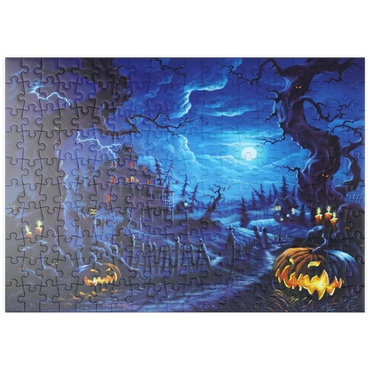 Darstellung des Puzzle Motivs puzzleplate Haunted Mansion under Full Moonlight 200 Puzzle