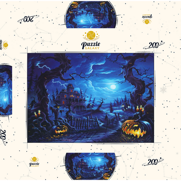 Darstellung des Puzzle Motivs Haunted Mansion under Full Moonlight 200 Puzzle Schachtel 3D Modell