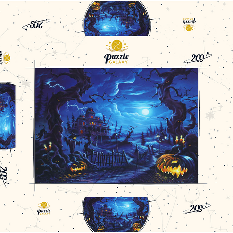 Darstellung des Puzzle Motivs Spukhaus im Vollmondlicht Haunted Mansion under Full Moonlight 200 Puzzle Schachtel 3D Modell
