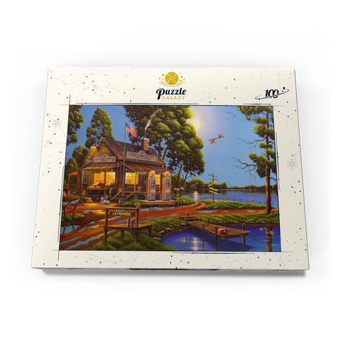Darstellung des Puzzle Motivs Vintage-Lebensmittelgeschäft und Tankstelle am Seeufer Vintage Lakeside Grocery and Gas Station 100 Puzzle Schachtel Ansicht3