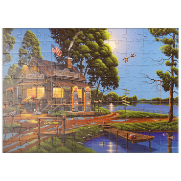 Darstellung des Puzzle Motivs puzzleplate Vintage Lakeside Grocery and Gas Station 100 Puzzle