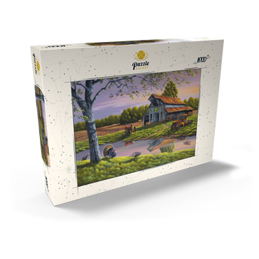 Darstellung des Puzzle Motivs Vintage Farmyard at Sunset with Turkeys 1000 Puzzle Schachtel Ansicht2