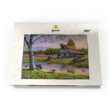 Darstellung des Puzzle Motivs Vintage Farmyard at Sunset with Turkeys 1000 Puzzle Schachtel Ansicht3