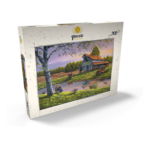 Darstellung des Puzzle Motivs Vintage-Bauernhof bei Sonnenuntergang mit Truthähnen Vintage Farmyard at Sunset with Turkeys 200 Puzzle Schachtel Ansicht2