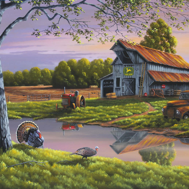Darstellung des Puzzle Motivs Vintage Farmyard at Sunset with Turkeys 200 Puzzle 3D Modell