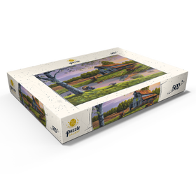 Alternative Darstellung des Puzzle-Motivs Vintage-Bauernhof bei Sonnenuntergang mit Truthähnen – Puzzleteile: 500