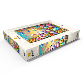 Alternative Darstellung des Puzzle-Motivs Osterhase mit bunten Eiern und Schmetterlingen – Puzzleteile: 1000