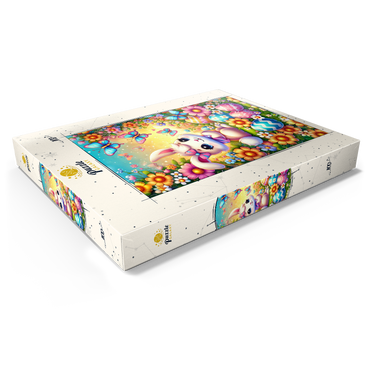 Darstellung des Puzzle Motivs Easter Bunny with Colorful Eggs and Butterflies 100 Puzzle Schachtel Ansicht1