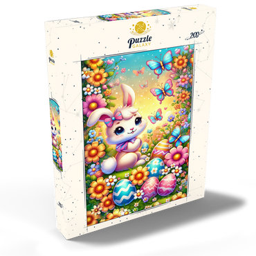 Darstellung des Puzzle Motivs Easter Bunny with Colorful Eggs and Butterflies 200 Puzzle Schachtel Ansicht2