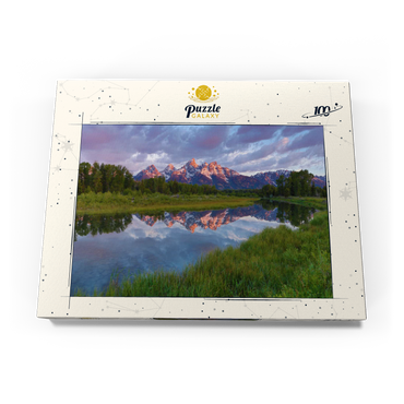 Darstellung des Puzzle Motivs Grand Teton Mountains at Sunrise with Reflection 100 Puzzle Schachtel Ansicht3