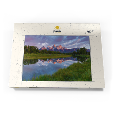 Darstellung des Puzzle Motivs Grand Teton Mountains at Sunrise with Reflection 500 Puzzle Schachtel Ansicht3