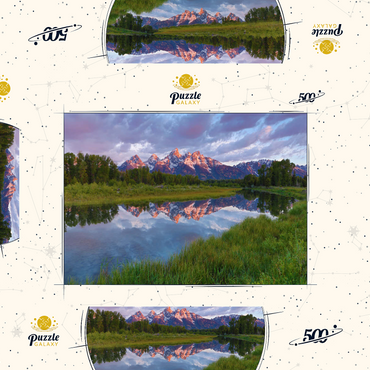 Darstellung des Puzzle Motivs Grand Teton Mountains at Sunrise with Reflection 500 Puzzle Schachtel 3D Modell