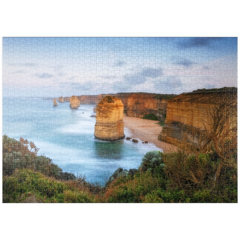 Darstellung des Puzzle Motivs Zwölf Apostel Kalksteinfelsen bei Sonnenuntergang puzzleplate Twelve Apostles Limestone Stacks at Sunset 1000 Puzzle