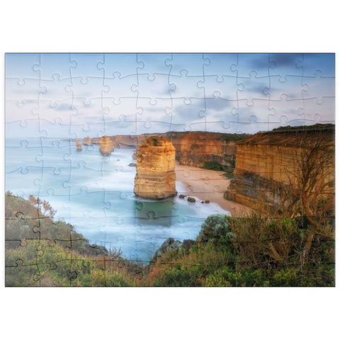 Darstellung des Puzzle Motivs Zwölf Apostel Kalksteinfelsen bei Sonnenuntergang puzzleplate Twelve Apostles Limestone Stacks at Sunset 100 Puzzle
