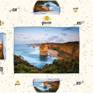 Darstellung des Puzzle Motivs Twelve Apostles Limestone Stacks at Sunset 100 Puzzle Schachtel 3D Modell