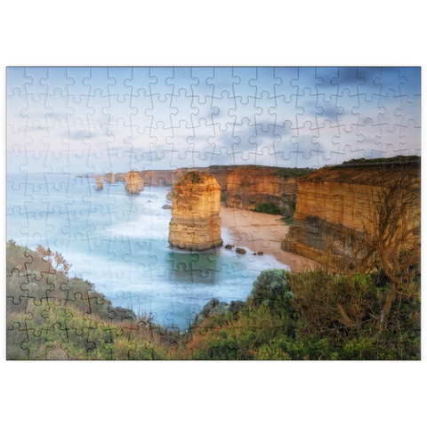 Darstellung des Puzzle Motivs Zwölf Apostel Kalksteinfelsen bei Sonnenuntergang puzzleplate Twelve Apostles Limestone Stacks at Sunset 200 Puzzle
