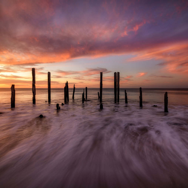 Darstellung des Puzzle Motivs Port Willunga Jetty Ruins at Sunset 100 Puzzle 3D Modell