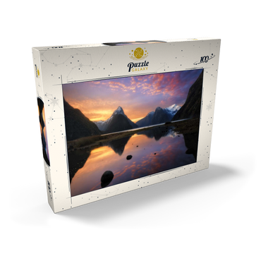 Darstellung des Puzzle Motivs Milford Sound at Sunset, New Zealand 100 Puzzle Schachtel Ansicht2