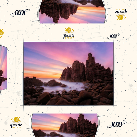 Darstellung des Puzzle Motivs Felsnadeln am Cape Woolamai, Phillip Island, Australien Pinnacles at Cape Woolamai, Phillip Island, Australia 1000 Puzzle Schachtel 3D Modell