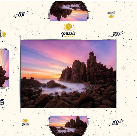 Darstellung des Puzzle Motivs Felsnadeln am Cape Woolamai, Phillip Island, Australien Pinnacles at Cape Woolamai, Phillip Island, Australia 100 Puzzle Schachtel 3D Modell