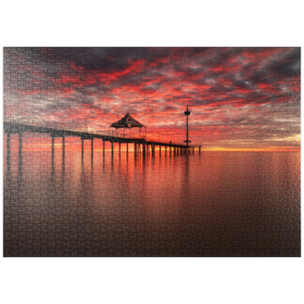 Darstellung des Puzzle-Motivs Sonnenuntergang am Brighton Jetty, Südaustralien – Puzzleteile: 1000