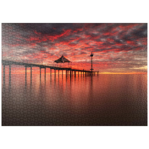 Darstellung des Puzzle Motivs Sonnenuntergang am Brighton Jetty, Südaustralien puzzleplate Sunset at Brighton Jetty, South Australia 1000 Puzzle