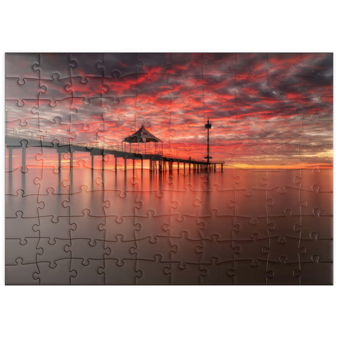 Darstellung des Puzzle Motivs Sonnenuntergang am Brighton Jetty, Südaustralien puzzleplate Sunset at Brighton Jetty, South Australia 100 Puzzle