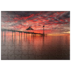 Darstellung des Puzzle Motivs Sonnenuntergang am Brighton Jetty, Südaustralien - Puzzleteile: 100