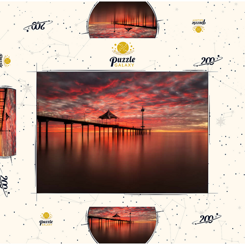 Darstellung des Puzzle Motivs Sonnenuntergang am Brighton Jetty, Südaustralien Sunset at Brighton Jetty, South Australia 200 Puzzle Schachtel 3D Modell