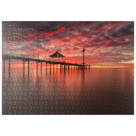 Darstellung des Puzzle Motivs Sonnenuntergang am Brighton Jetty, Südaustralien puzzleplate Sunset at Brighton Jetty, South Australia 500 Puzzle