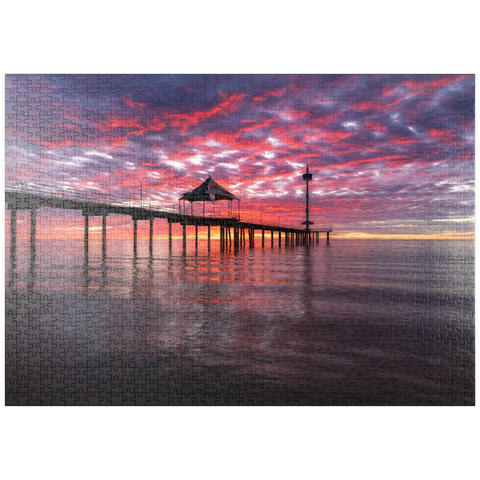 Darstellung des Puzzle Motivs Sonnenuntergang und Spiegelung am Brighton Jetty, Südaustralien puzzleplate Brighton Jetty Sunset Reflection, South Australia 1000 Puzzle