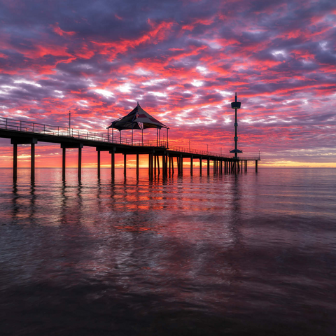 Darstellung des Puzzle Motivs Sonnenuntergang und Spiegelung am Brighton Jetty, Südaustralien Brighton Jetty Sunset Reflection, South Australia 1000 Puzzle 3D Modell