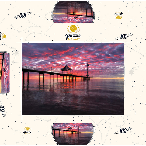 Darstellung des Puzzle Motivs Sonnenuntergang und Spiegelung am Brighton Jetty, Südaustralien Brighton Jetty Sunset Reflection, South Australia 100 Puzzle Schachtel 3D Modell