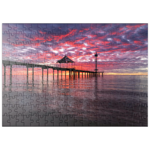 Darstellung des Puzzle Motivs Sonnenuntergang und Spiegelung am Brighton Jetty, Südaustralien puzzleplate Brighton Jetty Sunset Reflection, South Australia 200 Puzzle