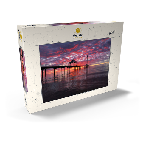 Darstellung des Puzzle Motivs Sonnenuntergang und Spiegelung am Brighton Jetty, Südaustralien Brighton Jetty Sunset Reflection, South Australia 500 Puzzle Schachtel Ansicht2