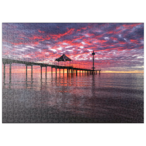 Darstellung des Puzzle Motivs Sonnenuntergang und Spiegelung am Brighton Jetty, Südaustralien puzzleplate Brighton Jetty Sunset Reflection, South Australia 500 Puzzle