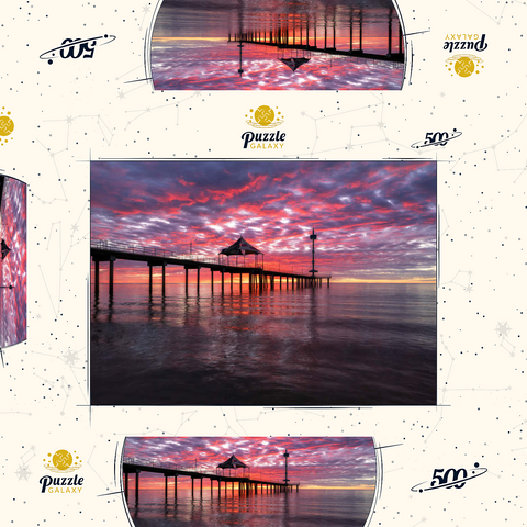Darstellung des Puzzle Motivs Sonnenuntergang und Spiegelung am Brighton Jetty, Südaustralien Brighton Jetty Sunset Reflection, South Australia 500 Puzzle Schachtel 3D Modell