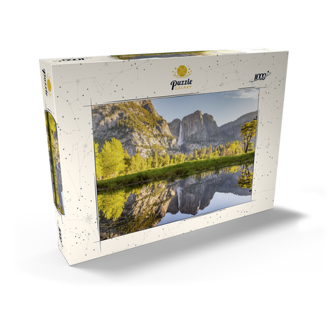 Darstellung des Puzzle Motivs Spiegelung der Yosemite-Wasserfälle im Frühling Yosemite Falls Reflection in Spring 1000 Puzzle Schachtel Ansicht2