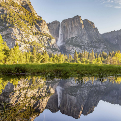 Darstellung des Puzzle Motivs Spiegelung der Yosemite-Wasserfälle im Frühling Yosemite Falls Reflection in Spring 200 Puzzle 3D Modell