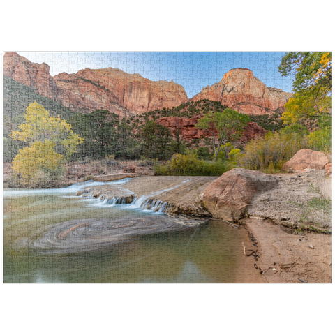 Darstellung des Puzzle Motivs Virgin River-Kaskade im Zion-Nationalpark puzzleplate Virgin River Cascade in Zion National Park 1000 Puzzle