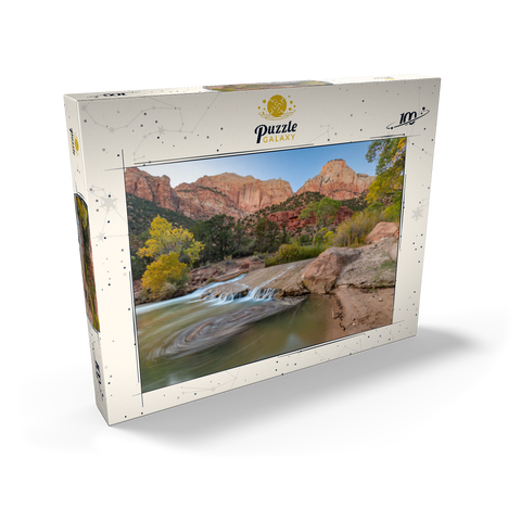 Darstellung des Puzzle Motivs Virgin River-Kaskade im Zion-Nationalpark Virgin River Cascade in Zion National Park 100 Puzzle Schachtel Ansicht2